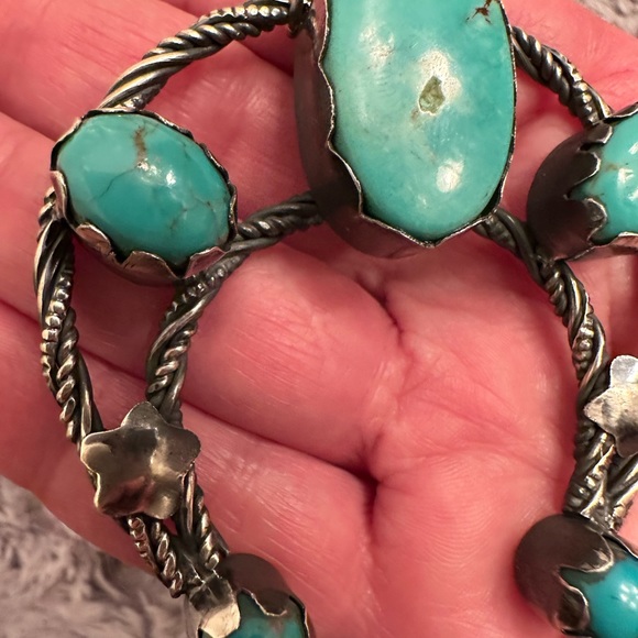 Turquoise naja paper clip 925 solid sterling silver necklace - Picture 4 of 8